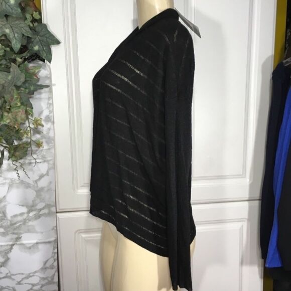 EILEEN FISHER BLACK OPEN KNIT CROP BOXY CARDIGAN NWT XS MINIMALIST‎ - Picture 2 of 10